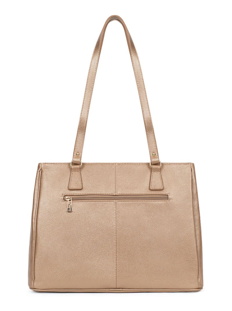 Sac porté épaule 2 anses  a4  cuir luna hexagona Doré/or - Kiabi