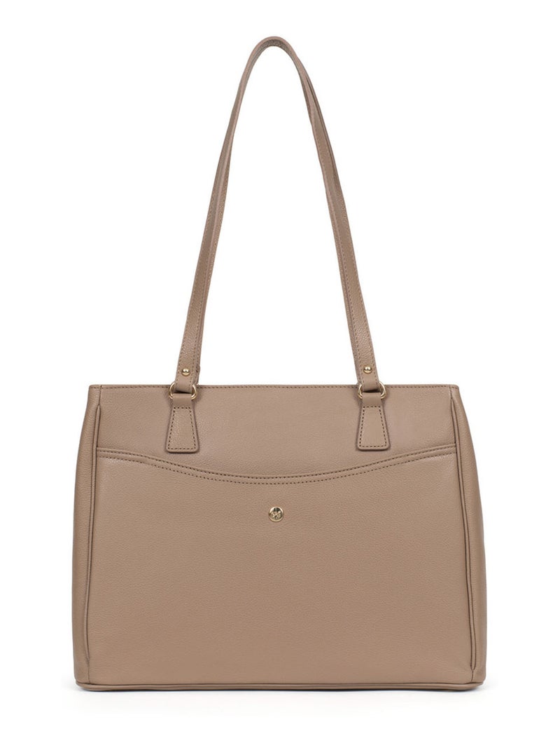 Sac porté épaule 2 anses  A4  Cuir LUNA Marron clair - Kiabi