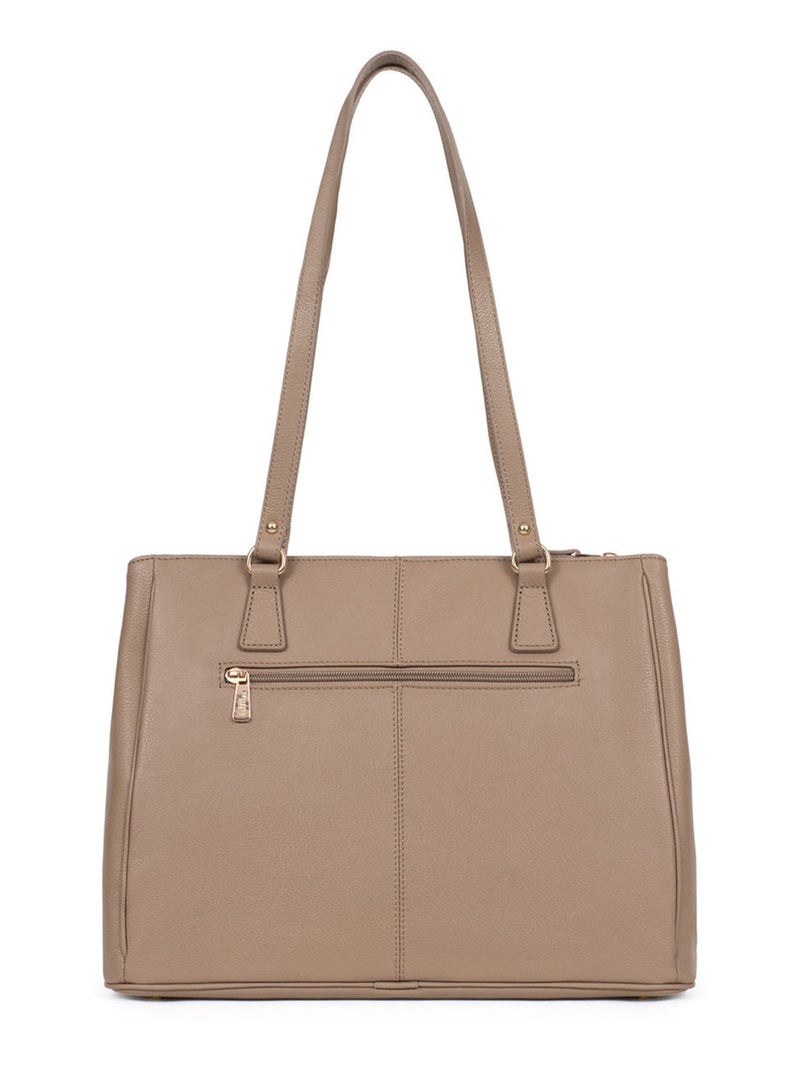 Sac porté épaule 2 anses  A4  Cuir LUNA Marron clair - Kiabi