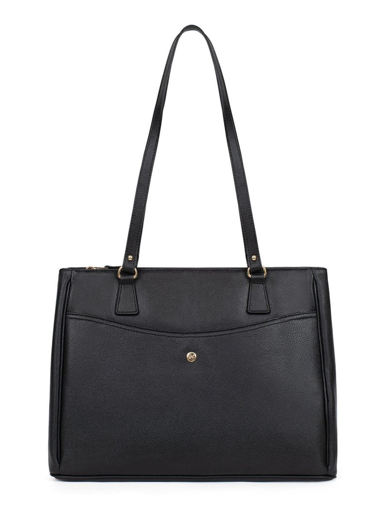 Sac porté épaule 2 anses  A4  Cuir LUNA Noir - Kiabi