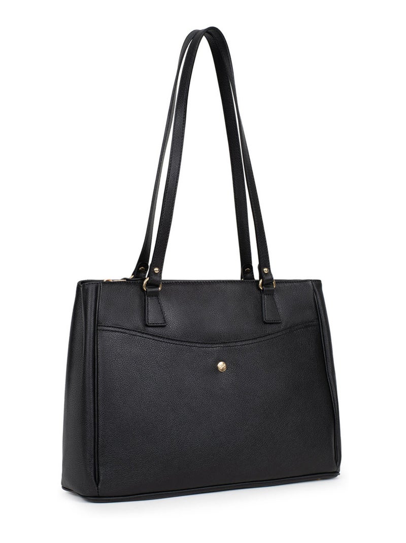Sac porté épaule 2 anses  A4  Cuir LUNA Noir - Kiabi