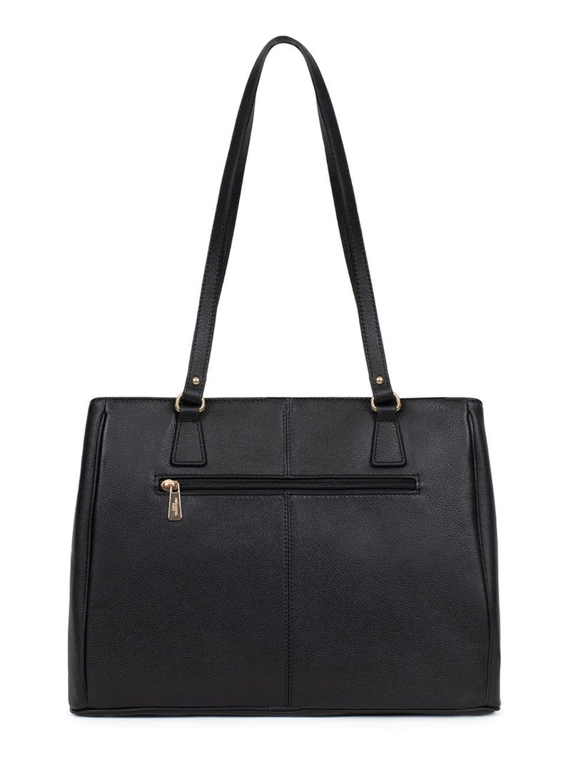 Sac porté épaule 2 anses  A4  Cuir LUNA Noir - Kiabi