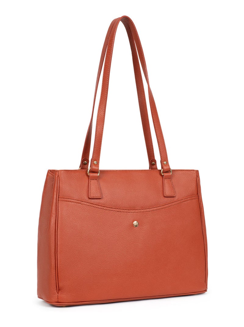 Sac porté épaule 2 anses  A4  Cuir LUNA Orange - Kiabi