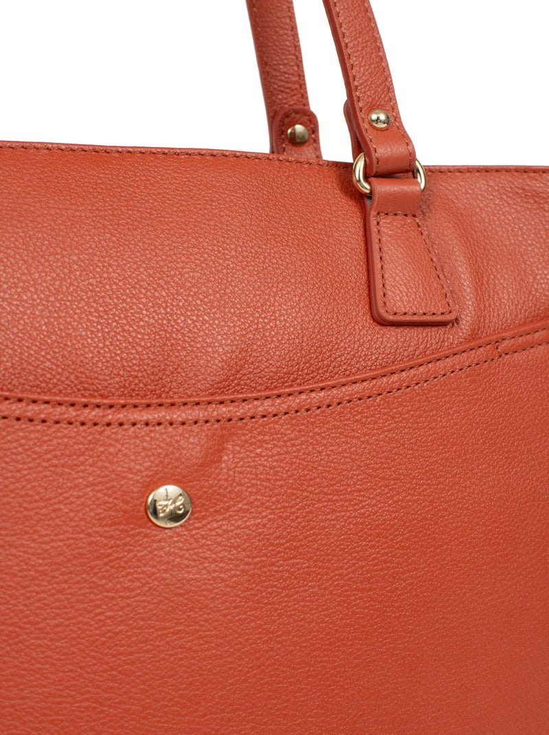 Sac porté épaule 2 anses  A4  Cuir LUNA Orange - Kiabi