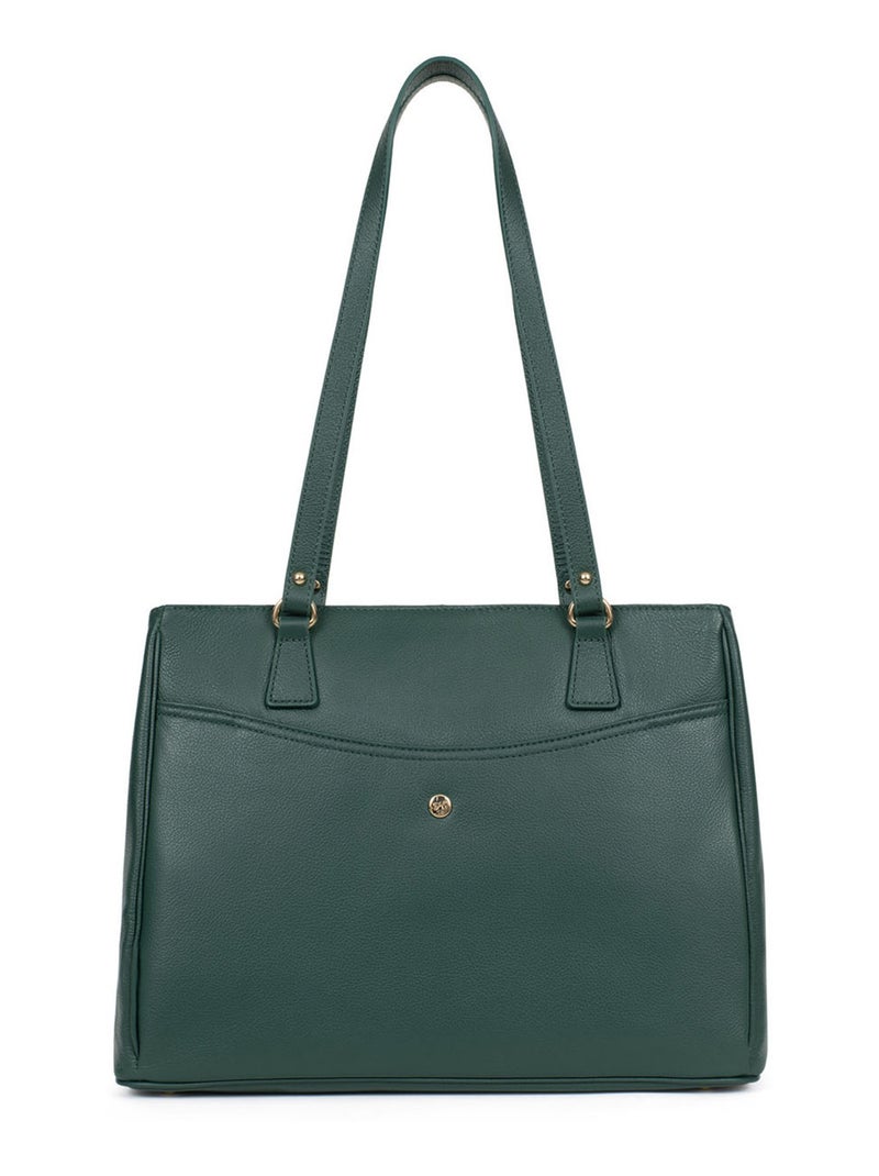Sac porté épaule 2 anses  A4  Cuir LUNA Vert sapin - Kiabi