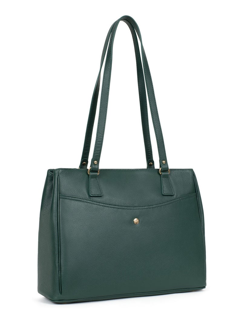 Sac porté épaule 2 anses  A4  Cuir LUNA Vert sapin - Kiabi