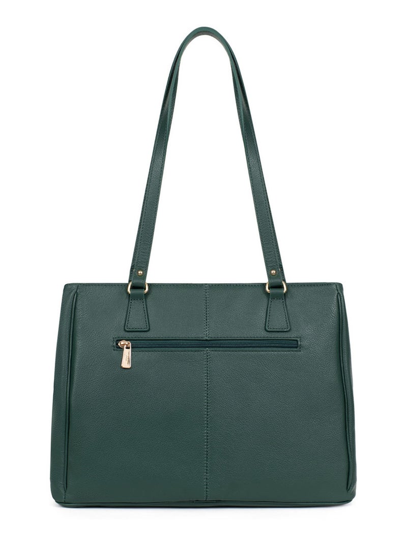 Sac porté épaule 2 anses  A4  Cuir LUNA Vert sapin - Kiabi