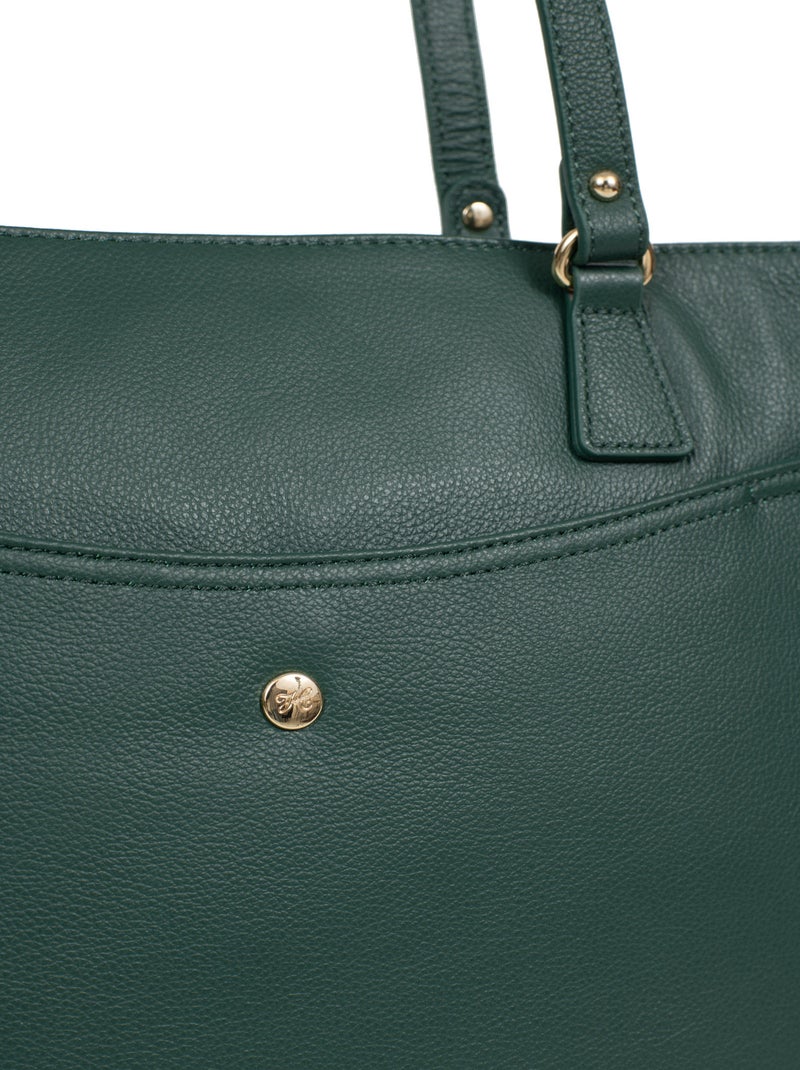 Sac porté épaule 2 anses  A4  Cuir LUNA Vert sapin - Kiabi