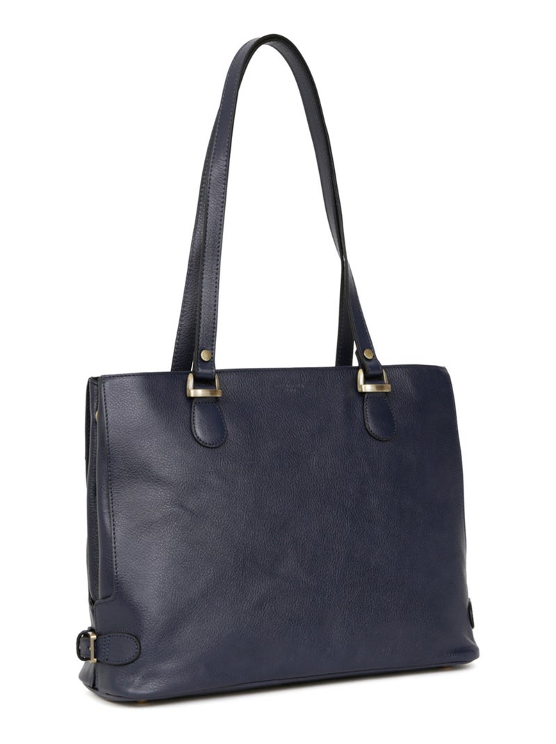 Sac porté épaule 2 anses  a4  cuir république hexagona Bleu marine - Kiabi