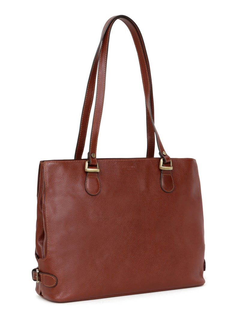 Sac porté épaule 2 anses  a4  cuir république hexagona Marron - Kiabi