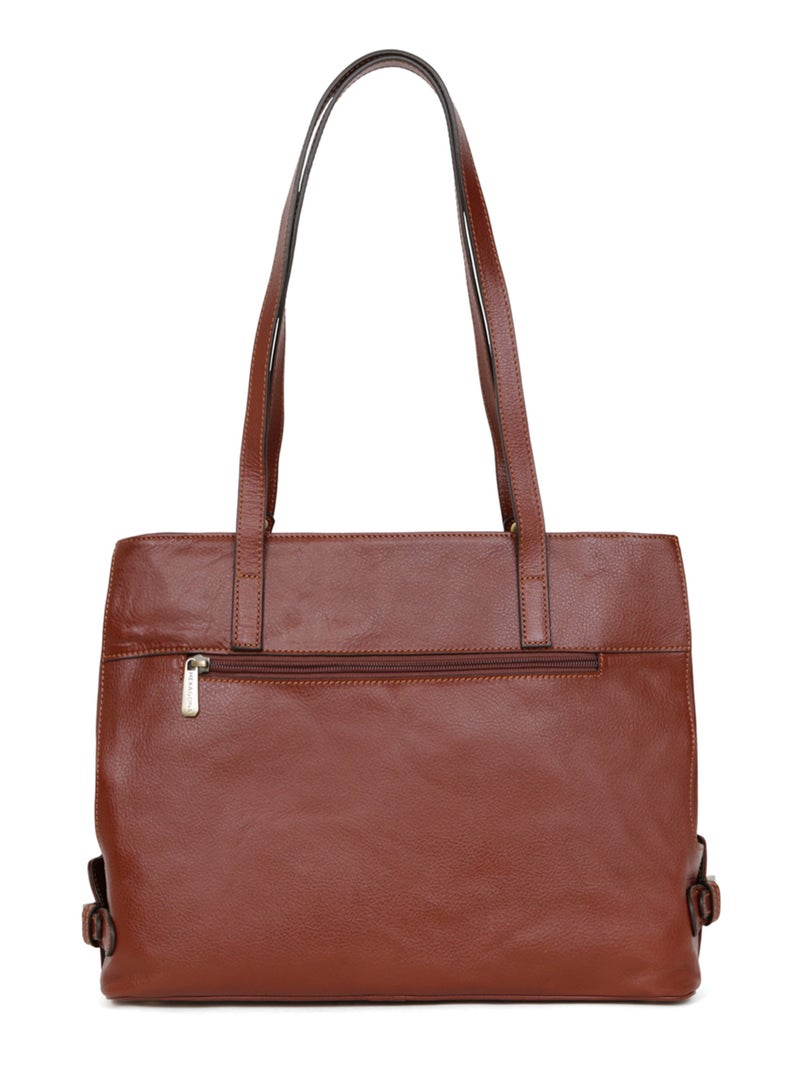 Sac porté épaule 2 anses  a4  cuir république hexagona Marron - Kiabi