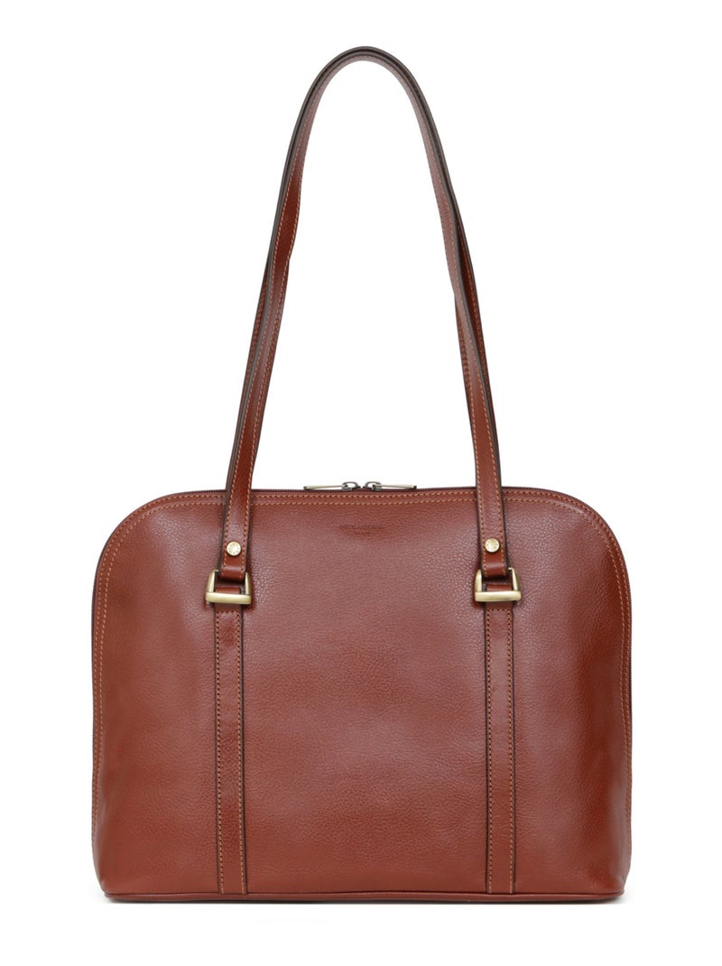 Sac porté épaule 2 anses  A4  Cuir RÉPUBLIQUE Marron - Kiabi