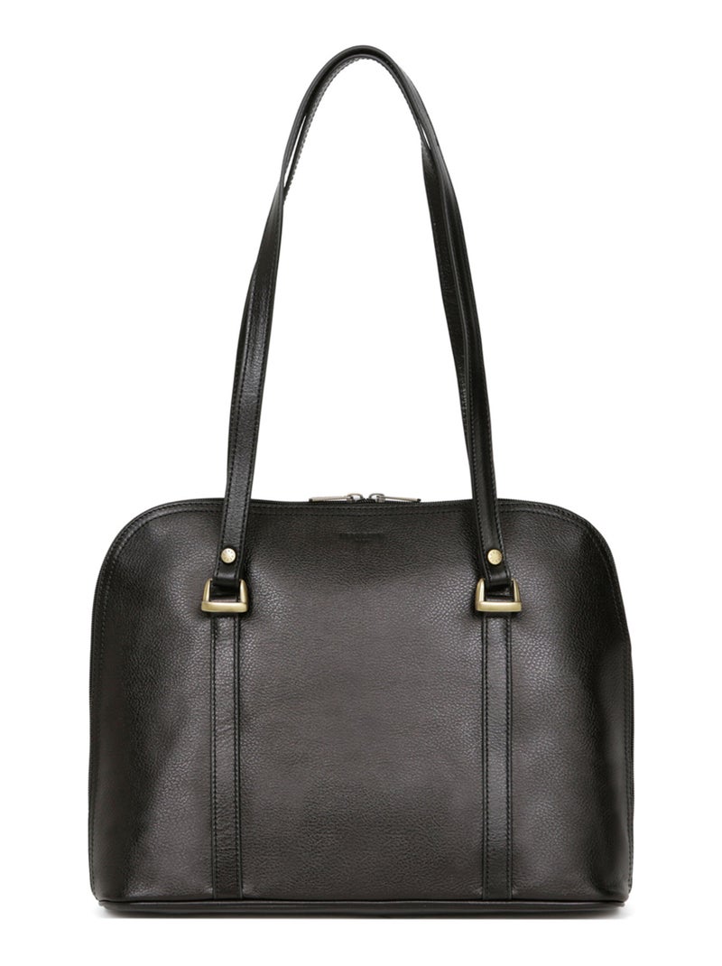 Sac porté épaule 2 anses  A4  Cuir RÉPUBLIQUE Noir - Kiabi