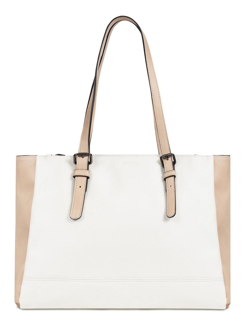 Sac porté épaule 2 anses  A4 GRACIEUSE Blanc Beige - Kiabi