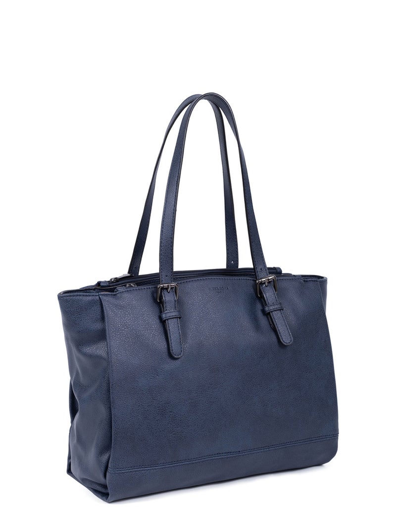 Sac porté épaule 2 anses  A4 GRACIEUSE Bleu nuit - Kiabi