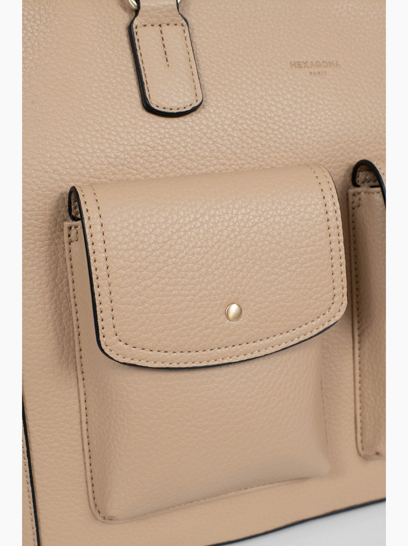 Sac porté épaule 2 anses  a4 zora hexagona Beige sable - Kiabi