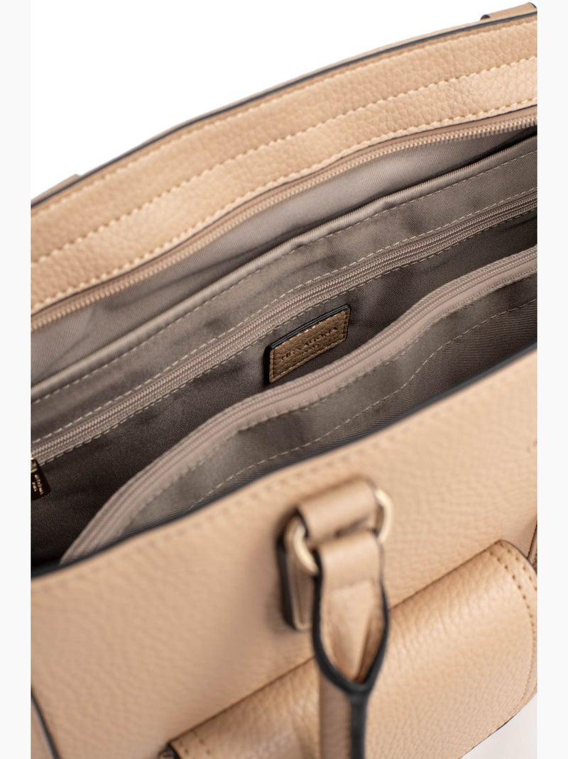 Sac porté épaule 2 anses  a4 zora hexagona Beige sable - Kiabi