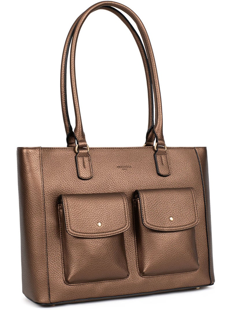 Sac porté épaule 2 anses  a4 zora hexagona Bronze - Kiabi