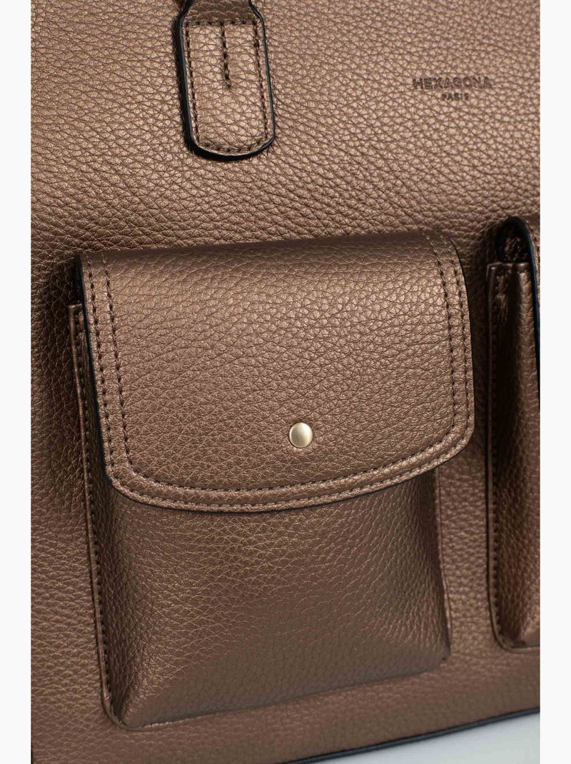 Sac porté épaule 2 anses  a4 zora hexagona Bronze - Kiabi