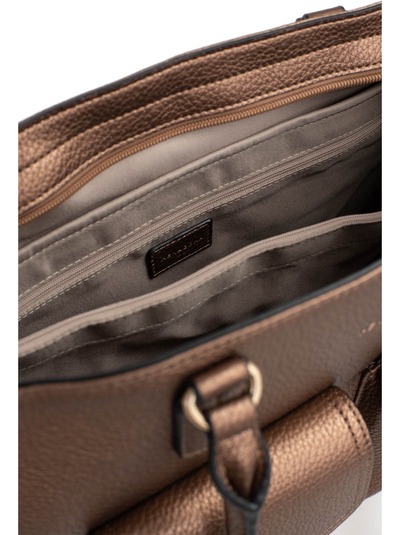 Sac porté épaule 2 anses  a4 zora hexagona Bronze - Kiabi