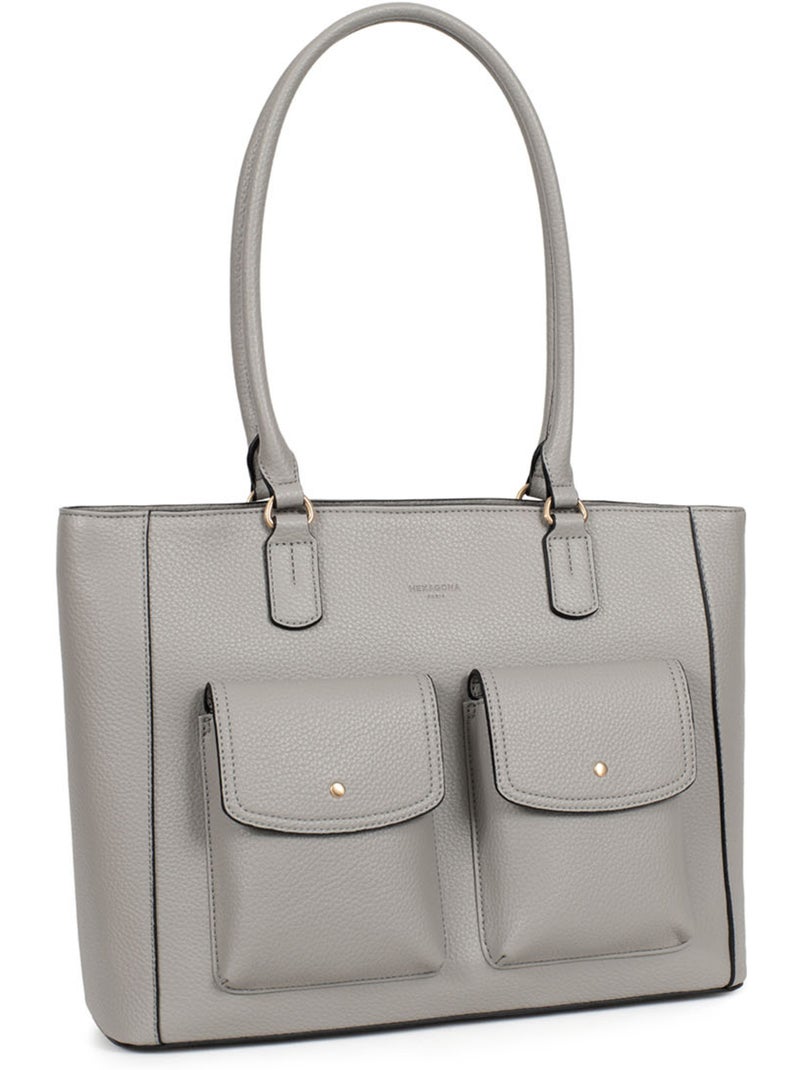 Sac porté épaule 2 anses  a4 zora hexagona Gris clair - Kiabi