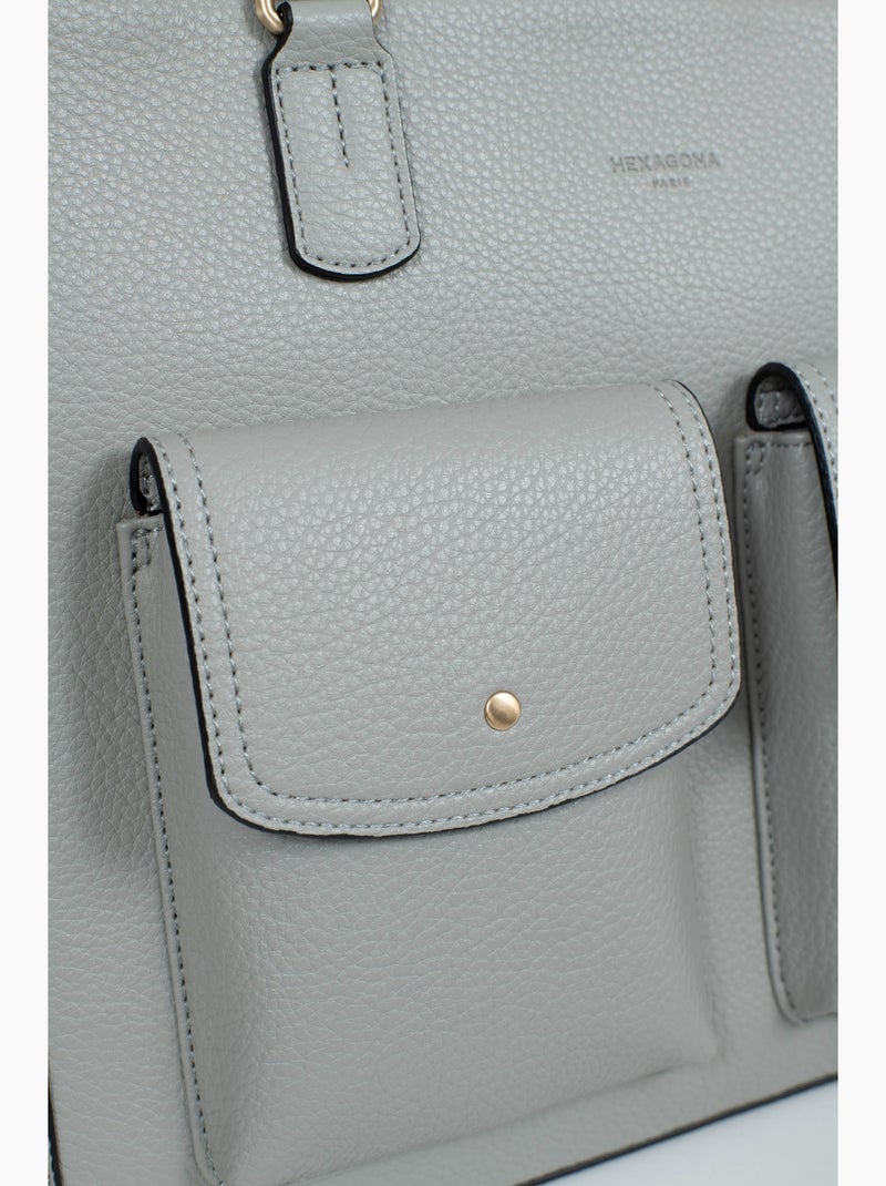 Sac porté épaule 2 anses  a4 zora hexagona Gris clair - Kiabi