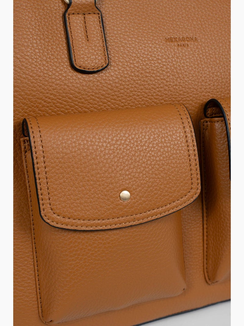 Sac porté épaule 2 anses  a4 zora hexagona Marron caramel - Kiabi