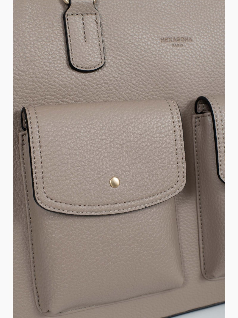 Sac porté épaule 2 anses  a4 zora hexagona Taupe - Kiabi