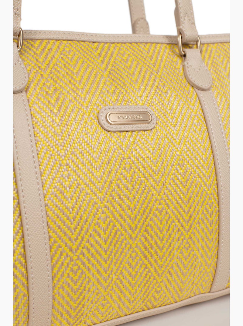 Sac porté épaule 2 anses capri hexagona Jaune - Kiabi