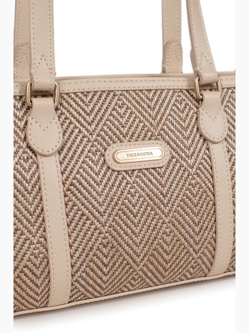 Sac porté épaule 2 anses capri hexagona Marron - Kiabi