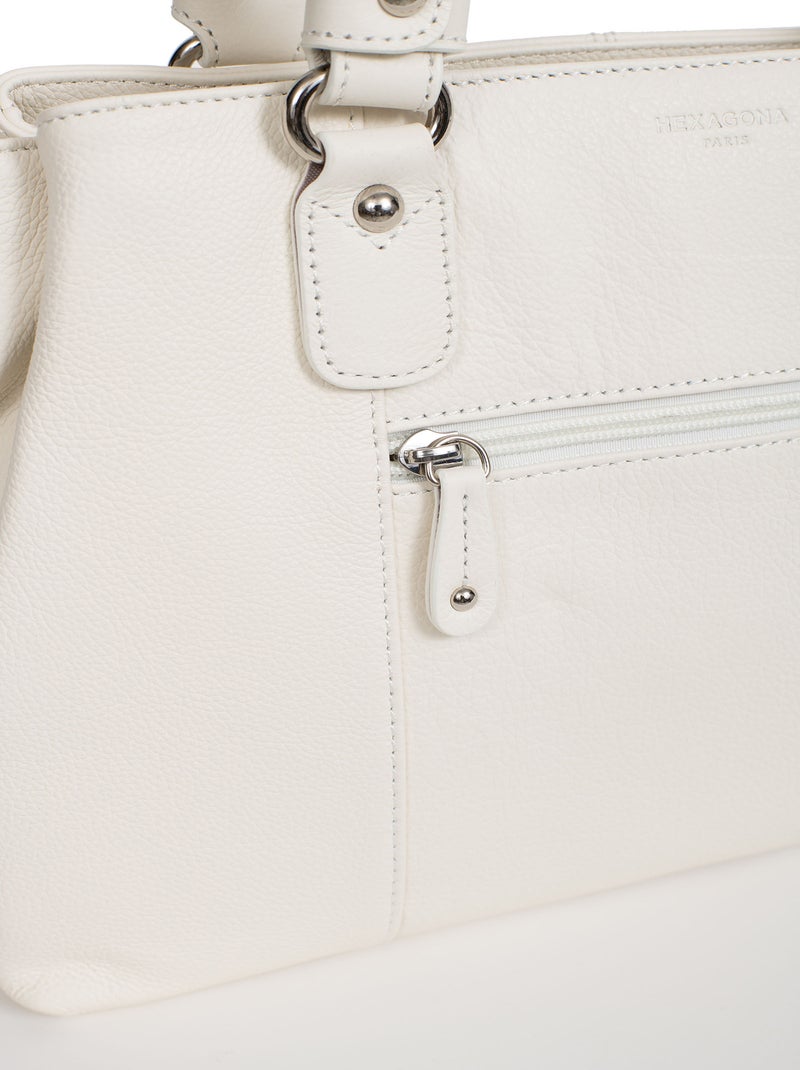 Sac porté épaule 2 anses  Cuir CONFORT Blanc - Kiabi