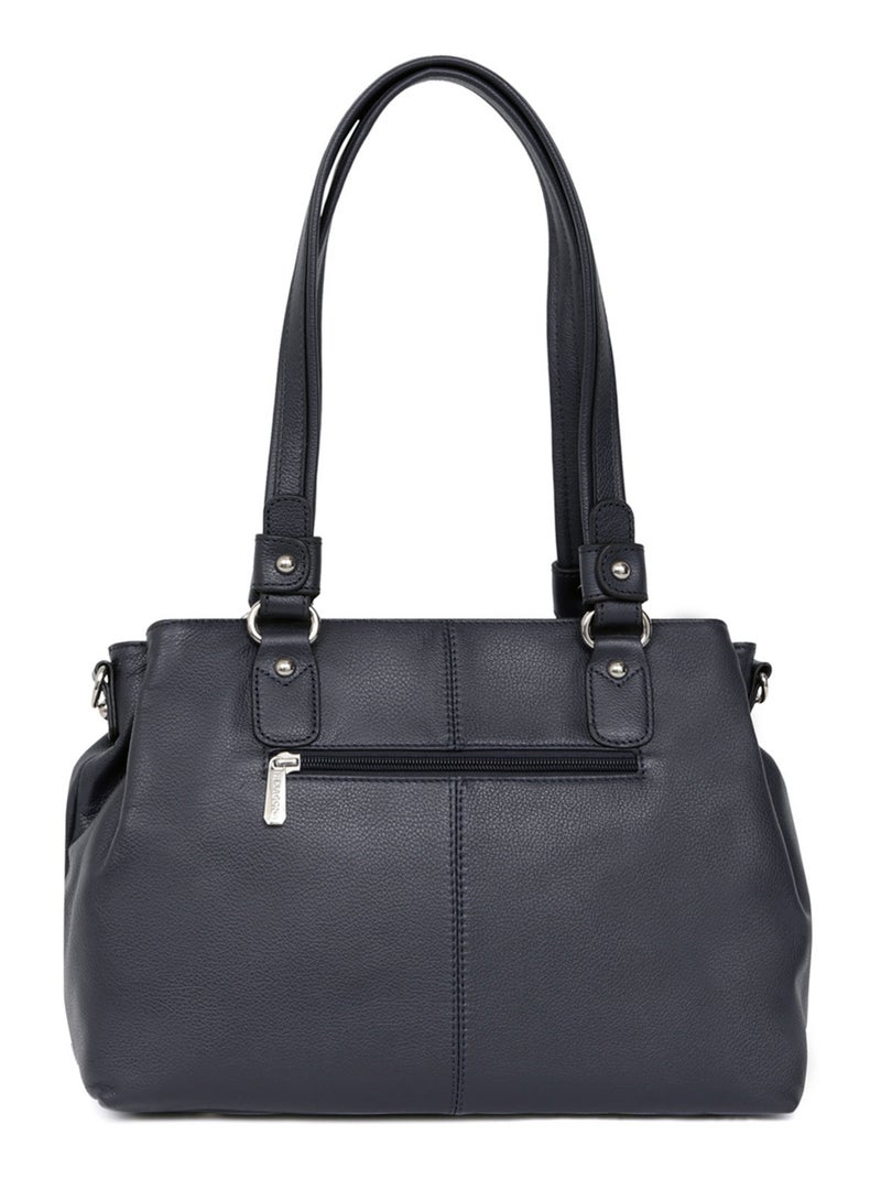 Sac porté épaule 2 anses  Cuir CONFORT Bleu marine - Kiabi