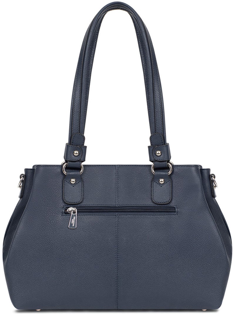 Sac porté épaule 2 anses  cuir confort hexagona Bleu marine - Kiabi