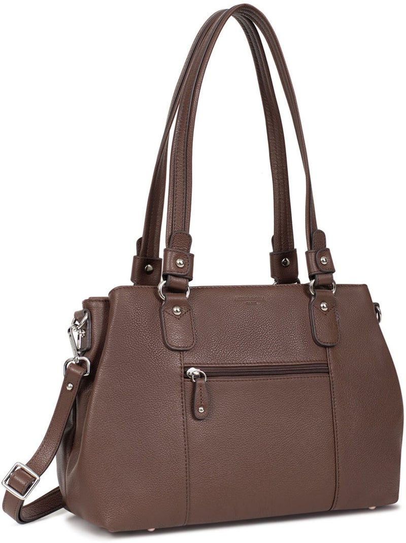 Sac porté épaule 2 anses  cuir confort hexagona Marron chocolat - Kiabi