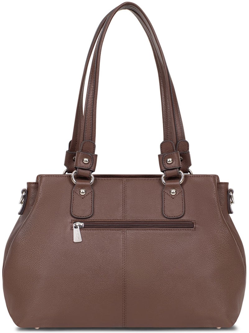 Sac porté épaule 2 anses  cuir confort hexagona Marron chocolat - Kiabi