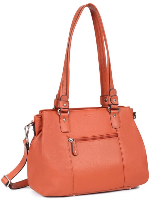Sac porté épaule 2 anses  cuir confort hexagona - Kiabi