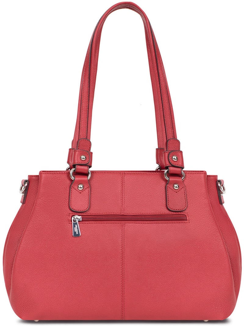 Sac porté épaule 2 anses  cuir confort hexagona Rouge foncé - Kiabi