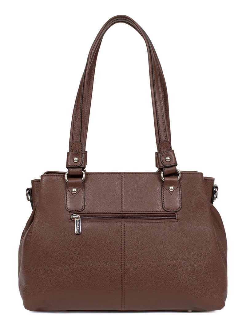 Sac porté épaule 2 anses  Cuir CONFORT Marron chocolat - Kiabi