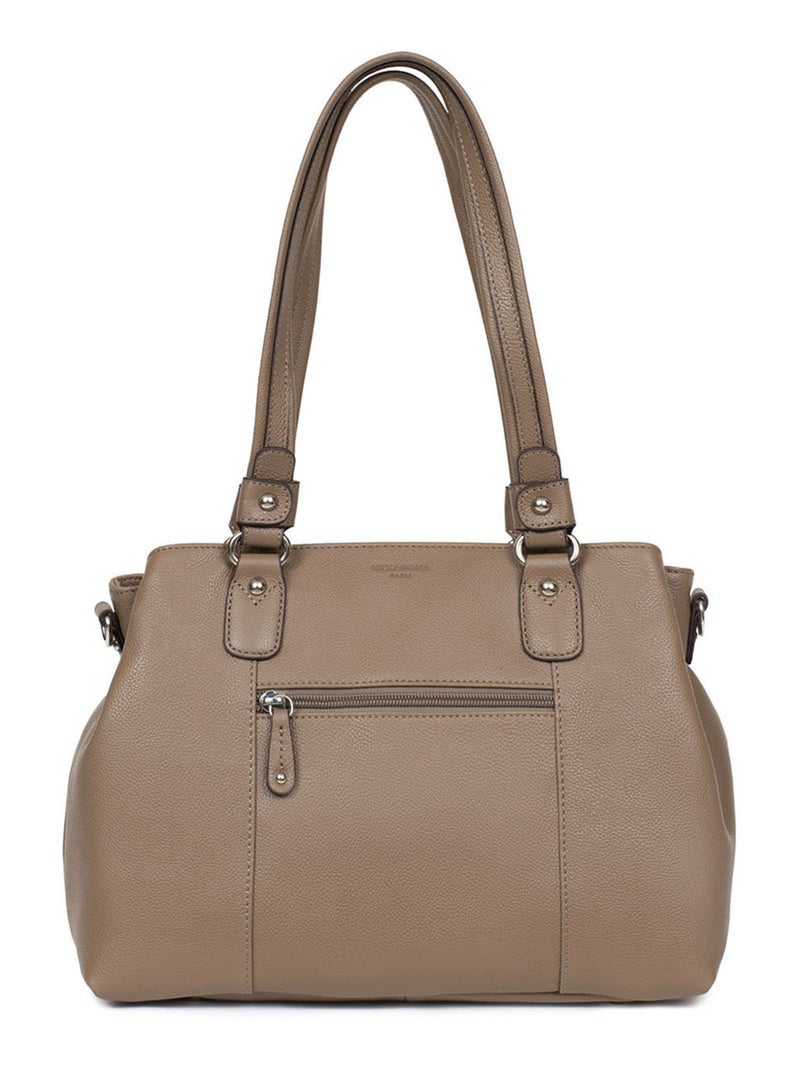 Sac porté épaule 2 anses  Cuir CONFORT Marron glacé - Kiabi