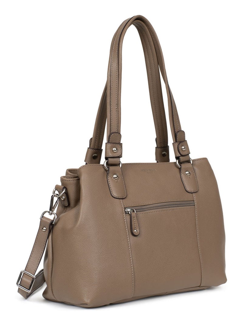 Sac porté épaule 2 anses  Cuir CONFORT Marron glacé - Kiabi