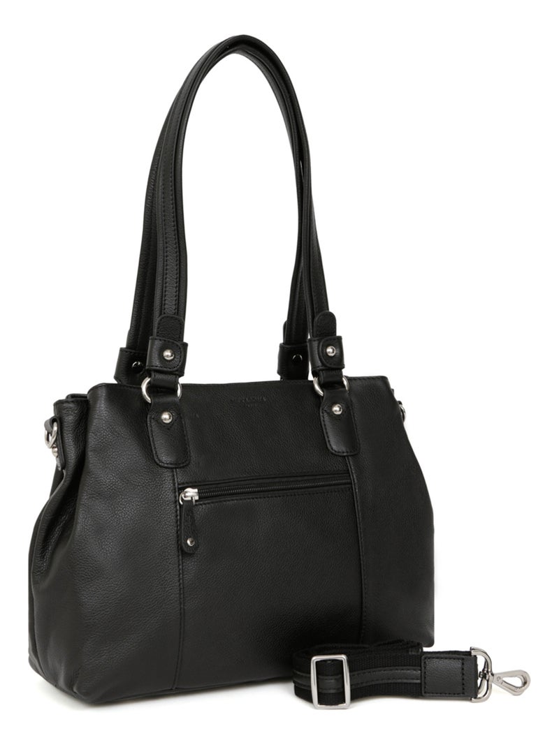 Sac porté épaule 2 anses  Cuir CONFORT Noir - Kiabi