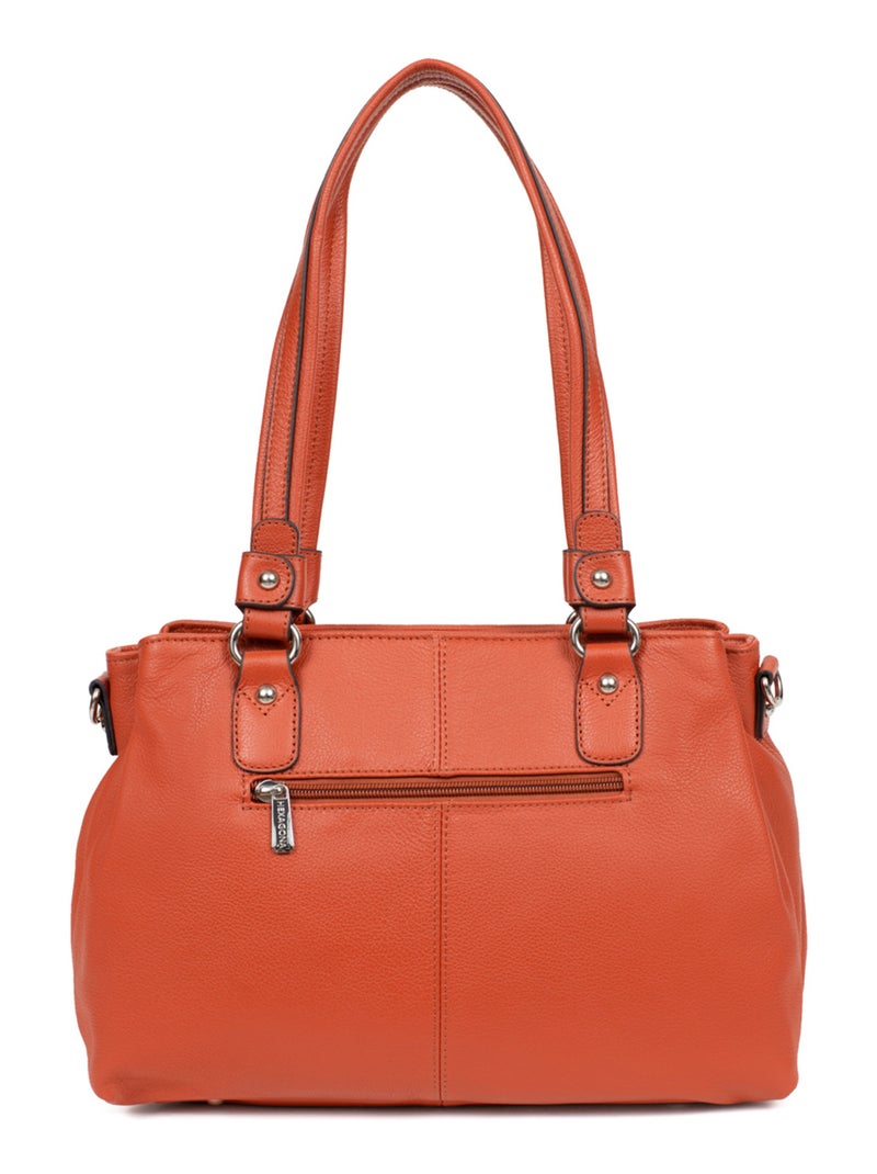 Sac porté épaule 2 anses  Cuir CONFORT Orange - Kiabi