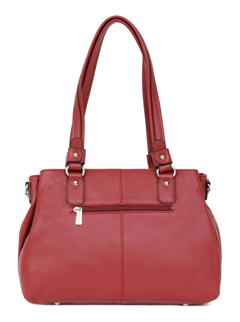 Sac porté épaule 2 anses  Cuir CONFORT Rouge foncé - Kiabi