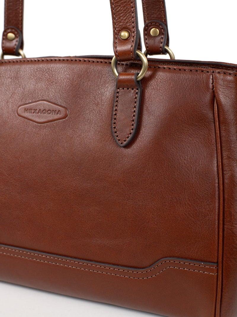 Sac porté épaule 2 anses  Cuir JEANNE Marron - Kiabi