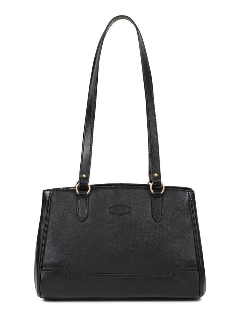 Sac porté épaule 2 anses  Cuir JEANNE Noir - Kiabi