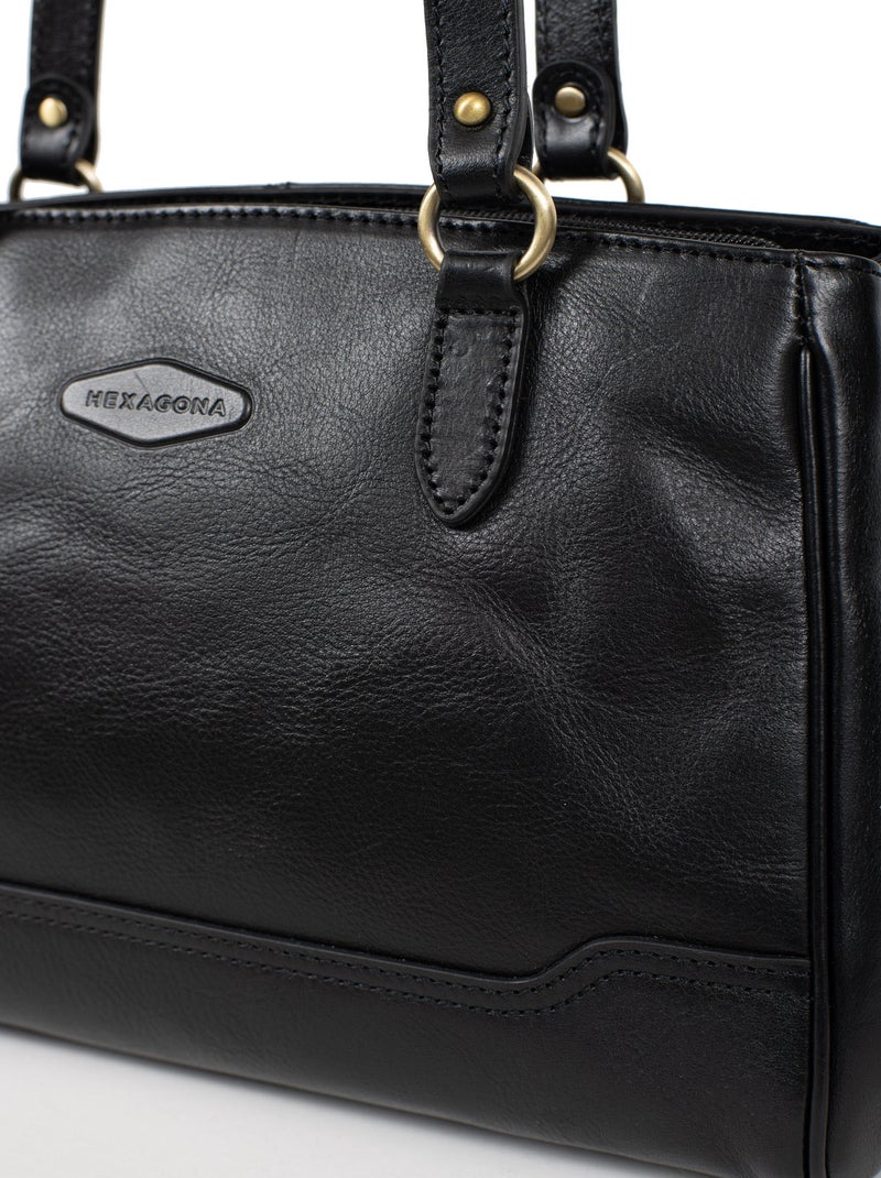 Sac porté épaule 2 anses  Cuir JEANNE Noir - Kiabi