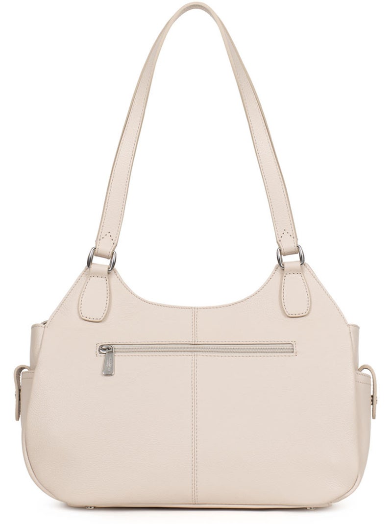 Sac porté épaule 2 anses  Cuir MIRABELLE Ivoire - Kiabi