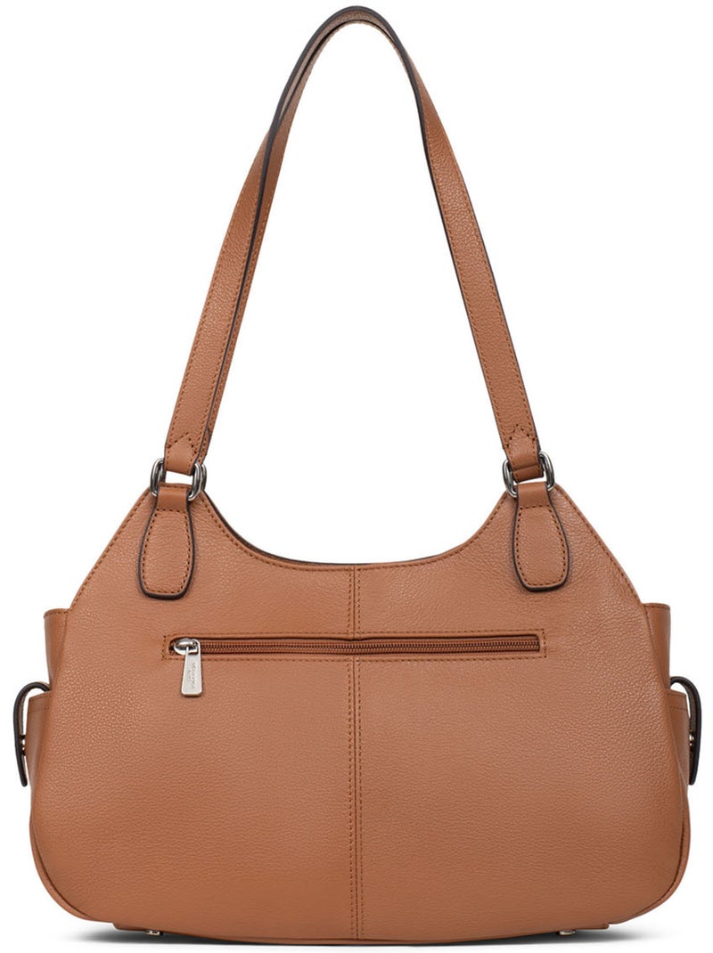 Sac porté épaule 2 anses  Cuir MIRABELLE Marron clair - Kiabi