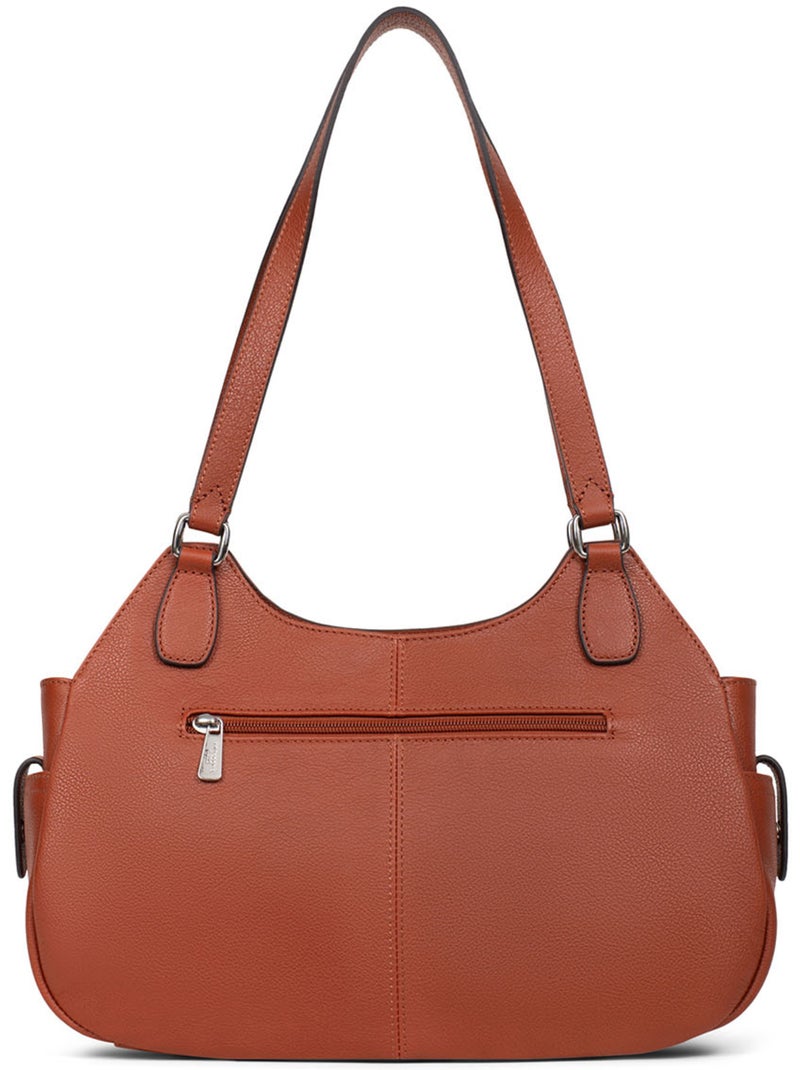 Sac porté épaule 2 anses  Cuir MIRABELLE Marron - Kiabi