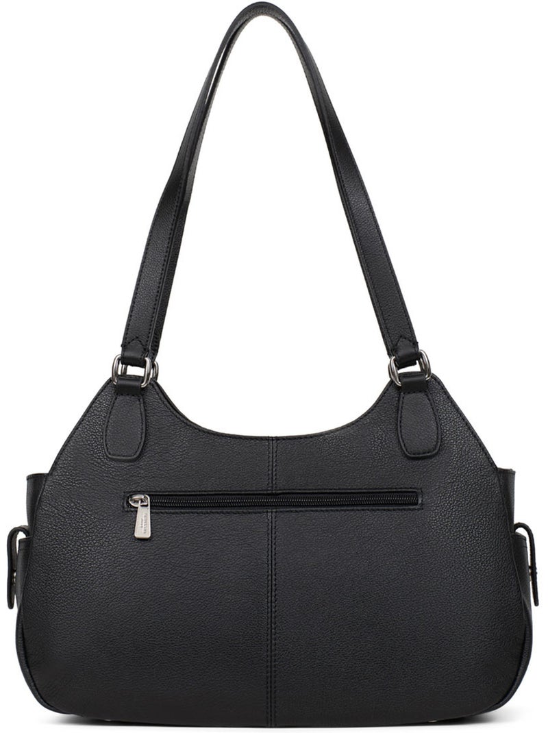 Sac porté épaule 2 anses  Cuir MIRABELLE Noir - Kiabi